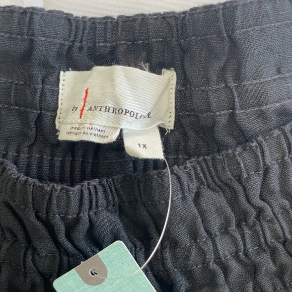 Anthropologie Charcoal Pull-On Wide‑Leg Linen Blend Pants - Plus Size 1X - Picture 4 of 5